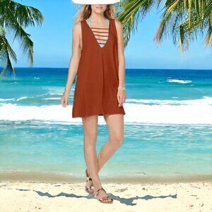 California Waves Juniors' Lattice Cover-up Dress-S